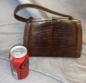 Palizzio Vintage Lizard Reptile Skin Purse Handtasche Braun - Bild 1 von 8