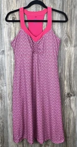 Prana Womens L Shauna Dress Pink Geometric Athleisure Sporty Summer Racerback - Picture 1 of 15