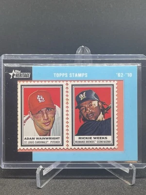 Estampillas heredadas Topps 2011 Adam Wainwright Rickie Weeks #'d/62 estampillas reliquias Foto 1 de 2