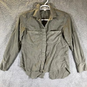 Cloth & Stone Anthropologie Button Blouse Womens XS Green Normcore Lightweight - Picture 1 of 13