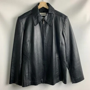 Bagatelle Jacket Black Leather Collared Zip Pockets Lined Size L - Picture 1 of 10