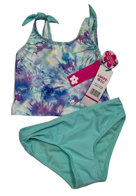 Купальник-танкини Limited Too для девочек размер 4 галстук-краситель 2 шт. бирюзовый/фиолетовый единорог - Изображение 1 из 4