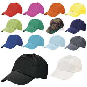 Baseball Cap 14 Colours Classic 5 Panel 100% Cotton Adjustable Unisex Sports Hat - Picture 1 of 15