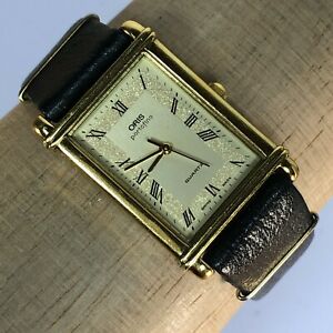 Vintage Oris Portofino Unisex Swiss Made Dress Tank Gold Tone Quartz Watch 7296