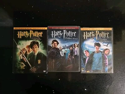 Harry Potter 3 DVD Lot Widescreen Chamber - Prisoner - Goblet Movies GOOD  - Image 1 of 4