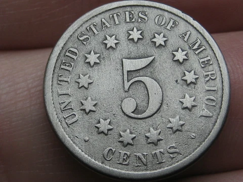 1873 Shield Nickel 5 Cent Piece- Closed 3, VG/Fine Details Cover