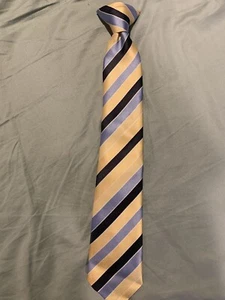 Bergamo NY Boy's Necktie 13" Fashion Accessory-Kids Clip On Yellow Blue Black - Picture 1 of 6