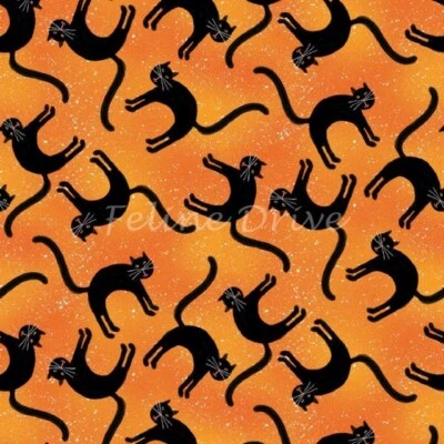 Tela Feline Drive VIBRACIONES ESPELUZNANTES Gatos Naranja Halloween Cuarto Graso (18"x 22") FQ Foto 1 de 4