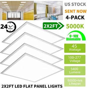 4 Pack LED Ceiling Panel Lights, 45W, 2x2, 5800 Lumens - 5000K - 0-10V Dimmable - Picture 1 of 19