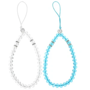2 Pcs Handyriemen Lanyard Mit Perlen Kristallphone -Telefonkette - Zdjęcie 1 z 12