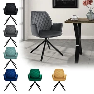 Silla de comedor asiento giratorio tapizado con reposabrazos y respaldo a elegir - Imagen 1 de 43
