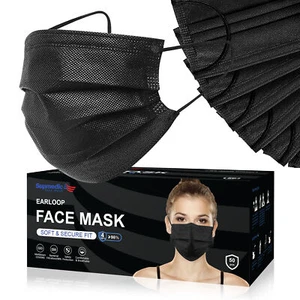 Máscara facial 50 piezas color negro 3 capas desechable bucle bucal cubierta - Imagen 1 de 6