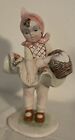 1930s Carlo Mollica Italy 501 Figurine Ceramic Girl in Flowered Dress Blowing Up
