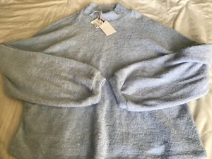 Sanctuary Clothing Blue Eyelash Popover Fussy Size M High Neck Top NWT - Picture 1 of 4