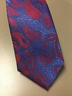 Urban Dapper Style Neck Skinny Tie Paisley Pattern Bright Red Blue Woven