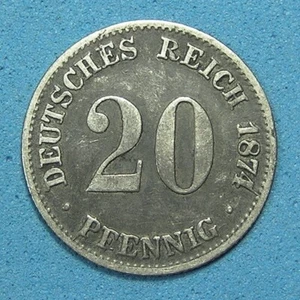 Germany Empire 20 Pfennig .900 Silver Coin 1874 C, KM-5, Combined Shipping - Picture 1 of 2
