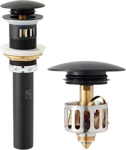 Industriell Matt Schwarz Chrom Gefäß Waschbecken Abfluss Pop Up Stopper mit Det... - Bild 1 von 3