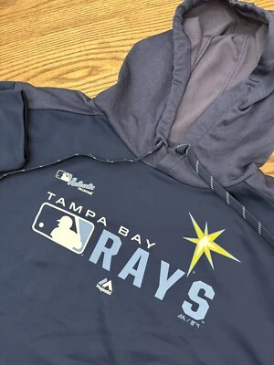 NUEVO SIN ETIQUETAS Majestic Hombres 2XL Tampa Bay Rays Auténtica Colección Sudadera con Capucha Foto 1 de 4