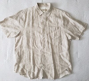 TOMMY BAHAMA Men's 100% Linen SS Button-Down Shirt (L) Tan - Picture 1 of 5