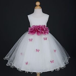 New Ivory Butterfly Petals Easter Pageant Infant Wedding Flower Girl Dress 