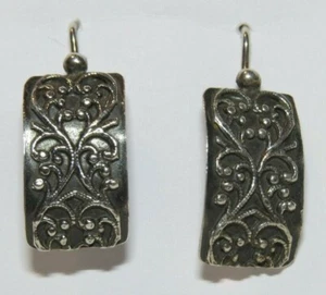 Silpada Oxidized Sterling Silver Floral 925 Scroll Rectangular Earrings W1517 - Picture 1 of 3