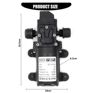 DC12V/72W 130PSI High Pressure Diaphragm Self Priming Water Pump 6L/Min Flow A - Picture 1 of 20