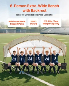  Tragbare Klappbank, 6-Sitzer Fußballbank mit Aufbewahrungstaschen Getränkehalter &  - Bild 1 von 10