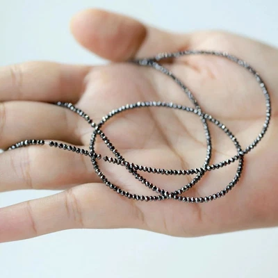 Collar de diamantes negros naturales certificados para regalo de Navidad plata 925 28 pulgadas Foto 1 de 4