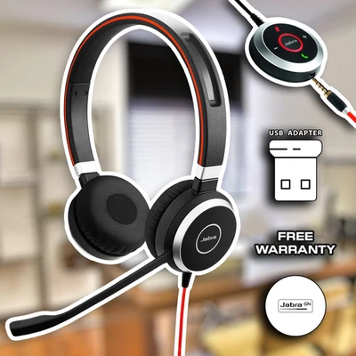 Jabra Evolve 40 Wired On-Ear Headset with USB Adapter - Image 1 of 3