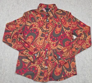 Blusa de Colección The Limited Elástica con Botones Diseño Psicodélico Talla Mediana - Imagen 1 de 7