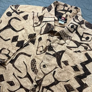 Vintage Quicksilver Rare Short Sleeve Button Up Shirt Men's XL Caveman Figures - Picture 1 of 9