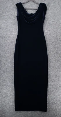 Vestido Alex Evenings Mujer 12 Azul Maxi Sin Mangas Terciopelo Capucha Cuello Elástico Foto 1 de 4