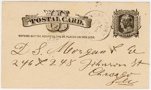 1884 Hillside Wisconsin DPO Postkarte nach D.S. Morgan & Co. Chicago Reaper Req. - Bild 1 von 2