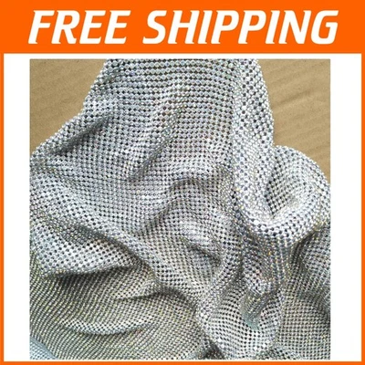 Metal Rhinestone Mesh Fabric - 59" x 17.5" for Stylish Dress and Craft Projects - Image 1 of 4
