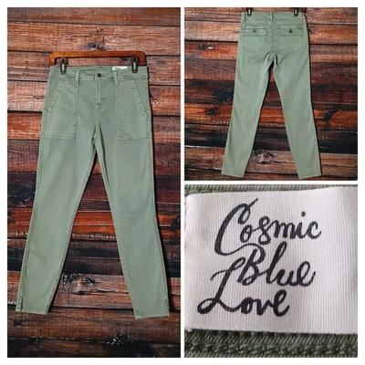 Pantalones Cosmic Blue Love Talla 27 Brooks Cargo Ajustados Verde Salvia Tobillo Cortos Elastizados Foto 1 de 4