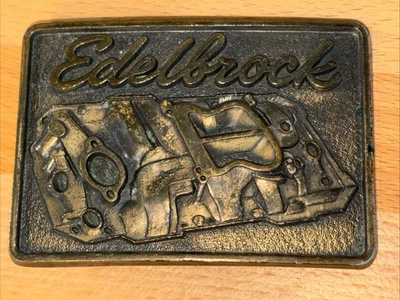 VINTAGE 1970s EDELBROCK MANIFOLDS BELT BUCKLE - Image 1 of 4
