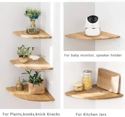 Floating Corner Shelf Shelves Wooden Wall Storage Display Shelf Unit Wall Mount - Image 1 of 4