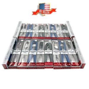 10 iPhone Charging Cables 2m/6ft 8-Pin USB Chargers Wholesale Lot Bulk UNICORN - Picture 1 of 7