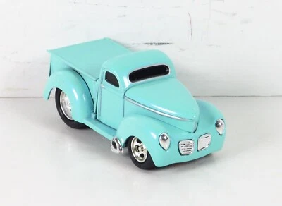 Muscle Machines 1940 Willys 40 Pickup Truck Sea Blue Stock Hood 02-24 1:64 - Image 1 of 4