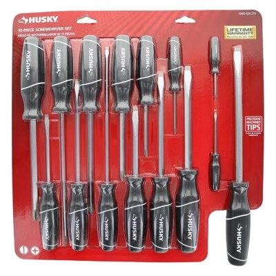 Husky 15-Piece Phillips and Slotted Head Screwdriver Set - Image 1 of 2