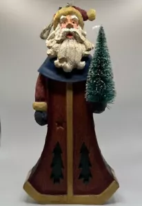 Vintage Minimalist Santa9.5" Table Top or Wall Christmas Decor Carved Wood - Picture 1 of 3