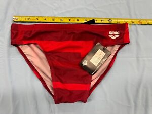 Mens Swim Brief - Arena Red Print Size 34