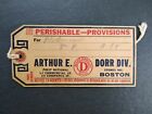 Massachusetts: Boston Arthur Door Food Inmailed Dennison Mailing Tag + String
