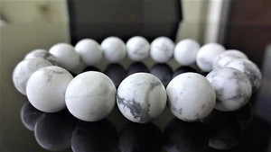 HOWLITE Bead Bracelet Men Women 3A Stretch 12mm 7.5 inch - Picture 1 of 6
