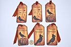 6~Primitive~Thanksgiving~Fall~Harvest~Linen Cardstock~Gift~Hang~Tags