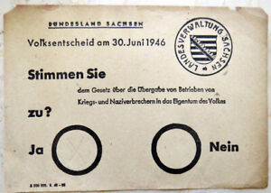 Referendum on the handover of factories owned by war and Nazi criminals 1946