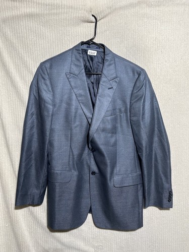 Giacca Uomo VERSACE COLLEZIONE Blazer Blu 2 Bottoni Seta Lana Lana EU 52 US 42