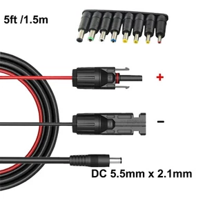Solar Panel to DC Power 5.5mm x 2.1mm Adapter Cable 16AWG Kit GZ Yeti Jackery - Picture 1 of 10