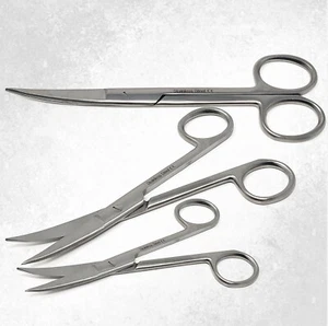 3 OPERATING SCISSORS 4.5"+5.5"+6.5" CURVED SHARP/SHARP SURGICAL BLADES - Picture 1 of 9