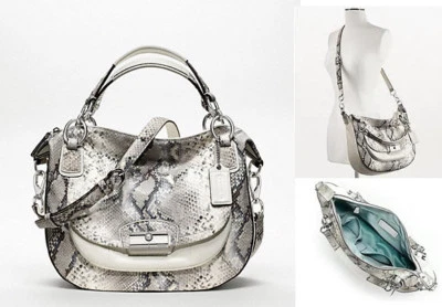 NWT COACH Kristin Python Leather Crossbody Satchel BAG Purse Parchment NEW $598 - Image 1 of 4